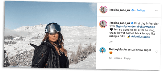 Jessica Rose in Verbier with Ski Armadillo and Gandys